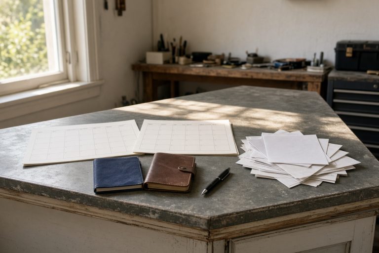 Paper calendars and address books on a shop counter — Custom Software in Largo